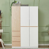 Sophshelter Armoire Wardrobe Closet Wood, 3 Door 3 Drawers White Closet Wardrobe for High Storage Capacity, Tall Cabinet Closet with 3 Hanging Rod 47.3" L x 20.3" W x 72" H Sophshelter