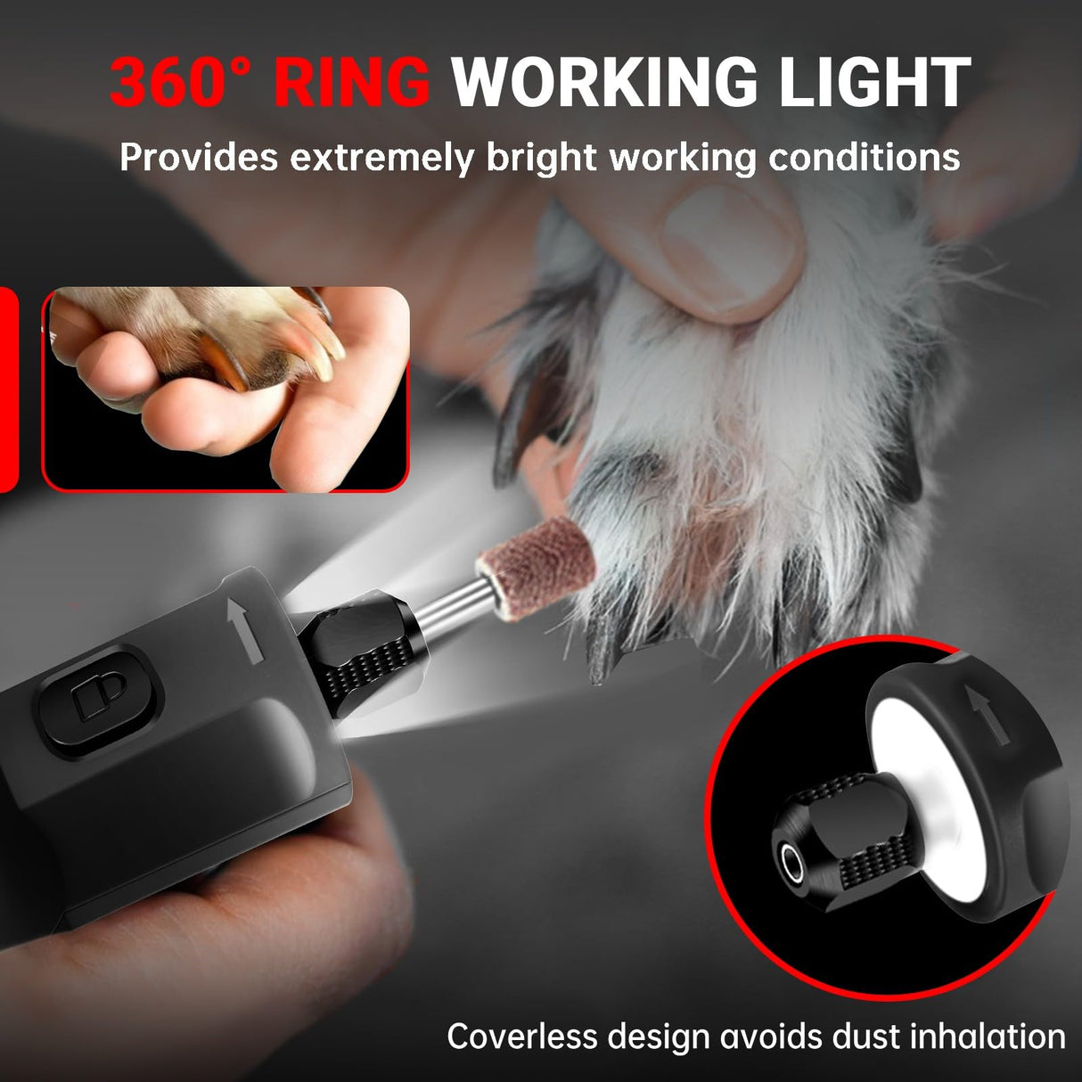 Rotary Tool - 3.7V Cordless Rotary Tool Kit LED Ring Work Light, 2.0Ah Li-ion Battery 5 Speed 70 Accessories Power Rotary Tools 20000RPM,Mini Rotary Tool Cordless for Light DIY Projects/Precision Work PHALANX