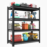 SUPPNEED Adjustable Garage Shelving Heavy Duty 2000LBS Loads, 48”W Large Shelving Units and Storage,48”W×16”D×72”W Garage Storage Shelves,4-Tier Shelving Unit for Warehouses,Kitchen(Black) SUPPNEED