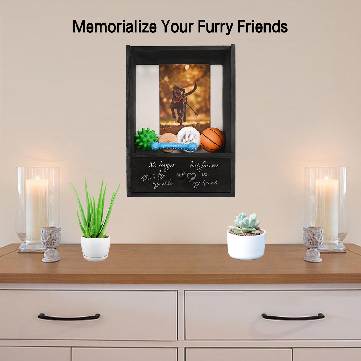 Favonuovy Pet Memorial Shadow Box Keepsake 9.3x13 Dog Memorial Gifts for Loss of Dog Death Sympathy and Remembrance Gift Large Pet Memorial Picture Frame Display Case with Deep Drawer Favonuovy