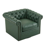 Christopher Knight Home Oakley Chesterfield Faux Leather Upholstered Club Chair,Button-Tufted 360° Swivel Chair,Scrolled Arm Living Room Sofa Chair, No Assembly Required Furniture, Green Christopher Knight Home