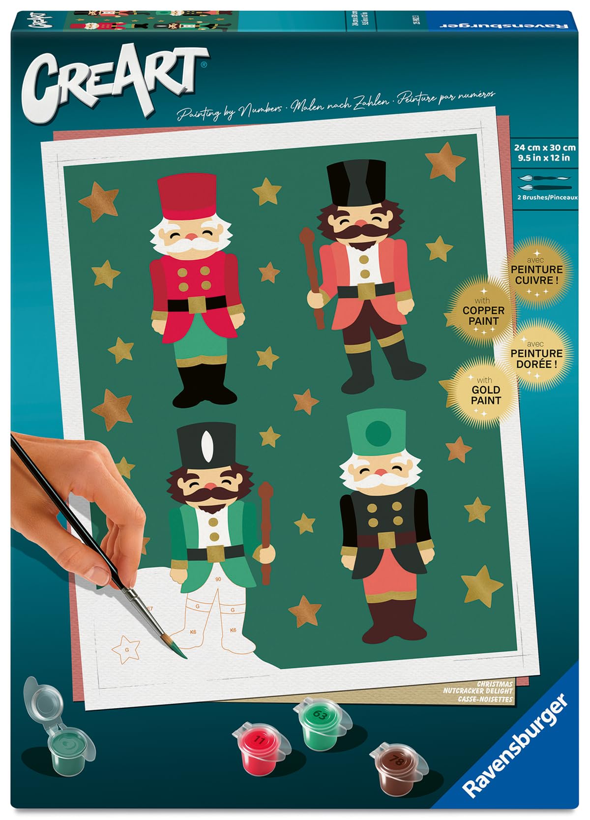 Ravensburger CreArt Christmas Nutcracker Paint by Numbers Kit for Adults - 25982 - Painting Arts and Crafts for Ages 12 and Up Ravensburger