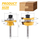 Newdeli 2Pcs Shaker Rail and Stile Router Bit Set 1/4 Inch Shank Tongue and Groove Router Bits Professional Carbide Milling Cutters for Woodworking for Cabinet Doors Newdeli