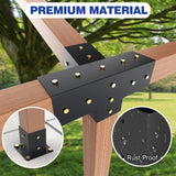 Pergola Kit, 15° 4-Way Slanted Roof Pergola Bracket Set, Powder-Coated Roof Wall Mount Pergola Brackets 4" x 4" (Actual: 3.5x3.5 Inch), Pergola Hardware for Porch Gazebo Backyard (3 pcs) TOCRETOARE
