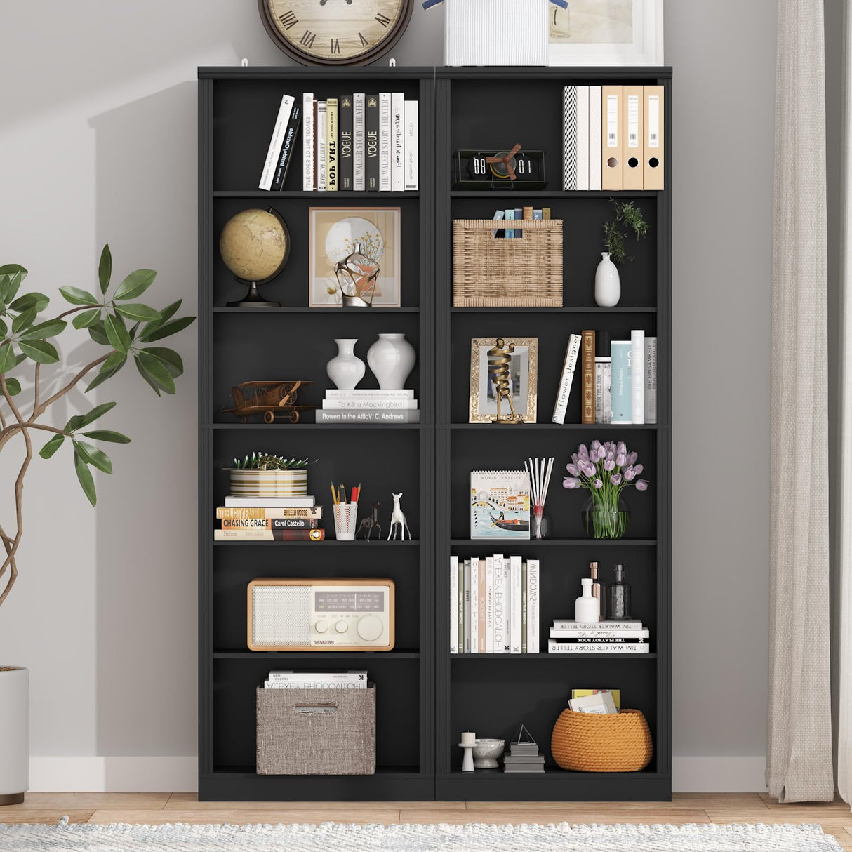 Thacuok 75" Tall Bookshelf & Bookcase, 6-Tier Adjustable Storage Shelves, Book Shelf with Anti-Tipping Device, Modern Display Rack for Living Room, Bedroom, Office Thacuok