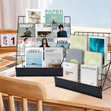 Book Signing Rack, Book Display Rack, Tabletop Magazine Display Racks, 4 Tiered Tabletop Cd Display, Comic Book Magazine Rack for Library Classroom Picture Literature Brochure 16.14" x 17.95" x 17.24" AshKiz