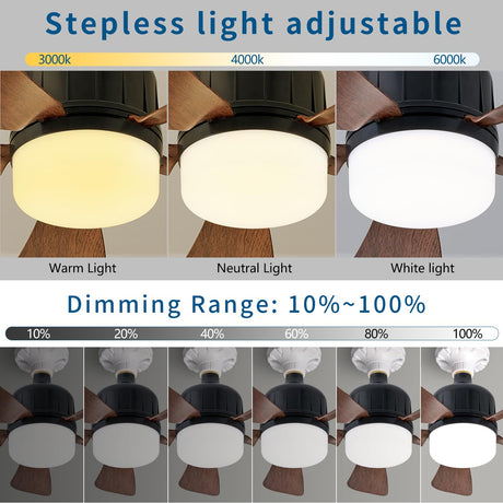 Dalouguan Socket Fan Light with Remote, 18" Wood Dimmable LED Small Ceiling Fans with Lights, 3 Colors 3000K-6500K Replacement Light Bulb Fan for Bedroom Kitchen Living Room Garage Dalouguan