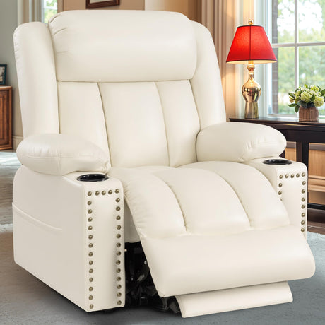 Neioml Triple Motor Large Power Lift Recliner Chair for Elderly with Heat and Massage, Lay Flat Lift Chairs for Seniors Infinite Position, Extended Footrest, USB&Type-C Ports, Cup Holder, Beige Neioml