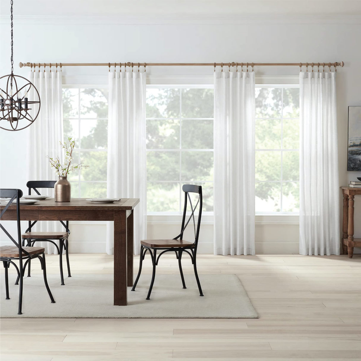 MODE Farmhouse Collection Beveled Curtain Clip Rings, Set of 14 Curtain Rings with Clips, Fits MODE Farmhouse Curtain Rod Sets, 1 3/4”, Weathered Oak MODE