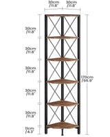 CHOEZON 6-Tier Corner Shelf, Corner Bookcase, 66.9" Tall Vertical Display Rack, Plant Stand, Open Storage Shelf, for Living Room, Bedroom, Study, Kitchen, Rustic Brown and Black TCJ13BF CHOEZON