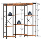 HOOBRO Triple 4-Tier Bookshelf, Bookcase with 10 Open Storage Display Shelves, Rustic Industrial Style Book Shelves, Wide Book Shelf for Living Room and Home Office, Rustic Brown and Black BF24SJ01 HOOBRO