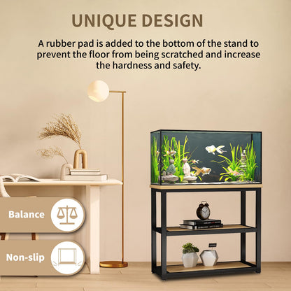 Avolander Fish Tank Stand Metal Aquarium Stand 40-50 Gallon, Double Layer Metal with Storage Weight Capacity 760lbs, 31.5 X 27.56 X 17.72 inch, Black Walnut Brown