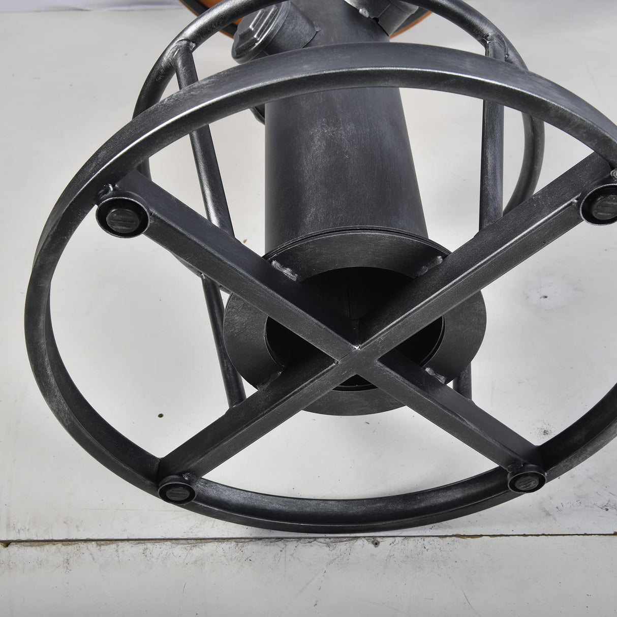 BOKKOLIK Industrial Bistro Bar Table 38.6-44.4inch Height Adjustable Farmhouse Pub Table for Kitchen Dinning Room Office Swivel Wooden Top BOKKOLIK