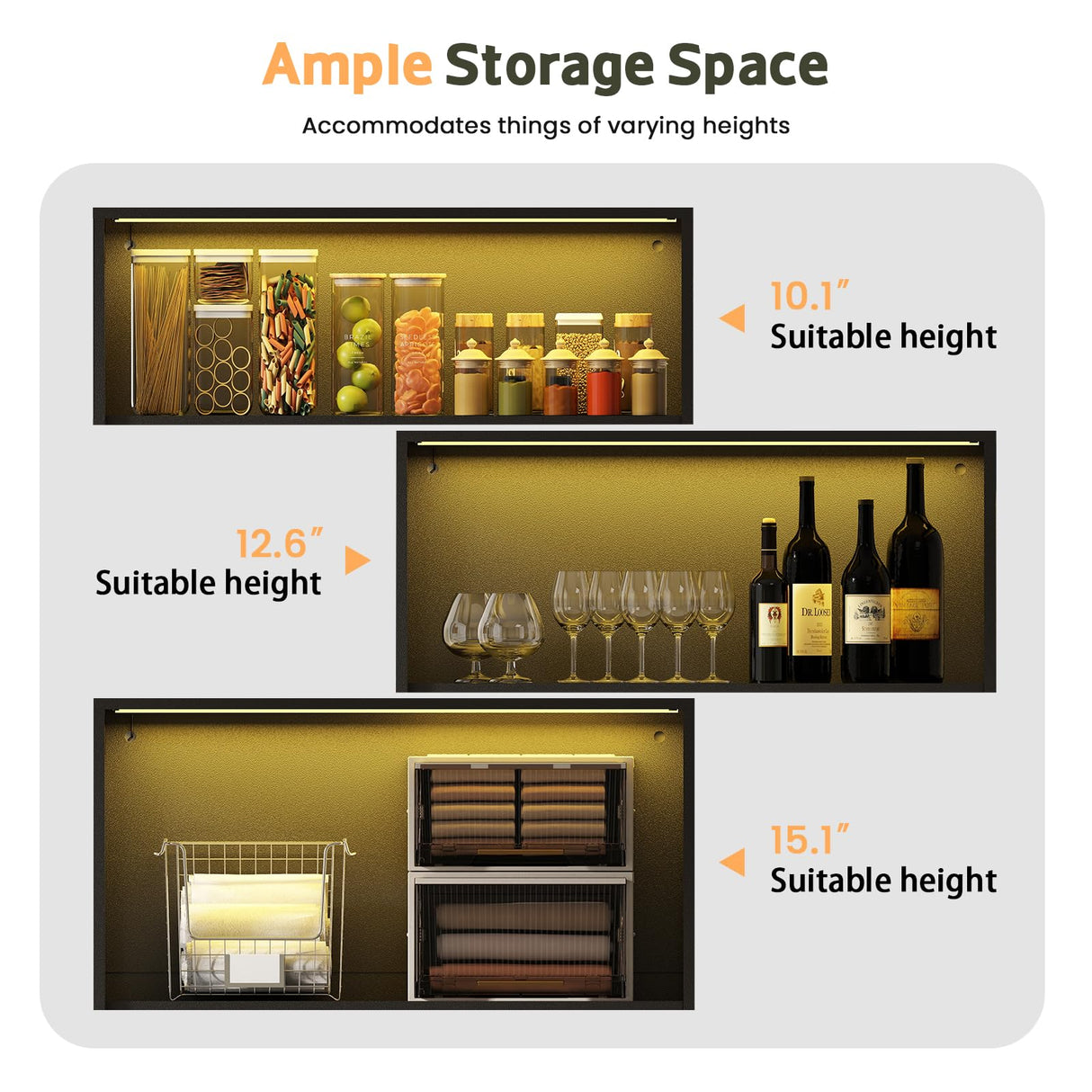 Lamtor Display Cabinet with Glass Doors - 67" Curio Cabinet with RGB LED Lights and Drawer for Collectibles, 4 Tier Glass Display Case for Living Room, Office, Black(Narrow) Lamtor