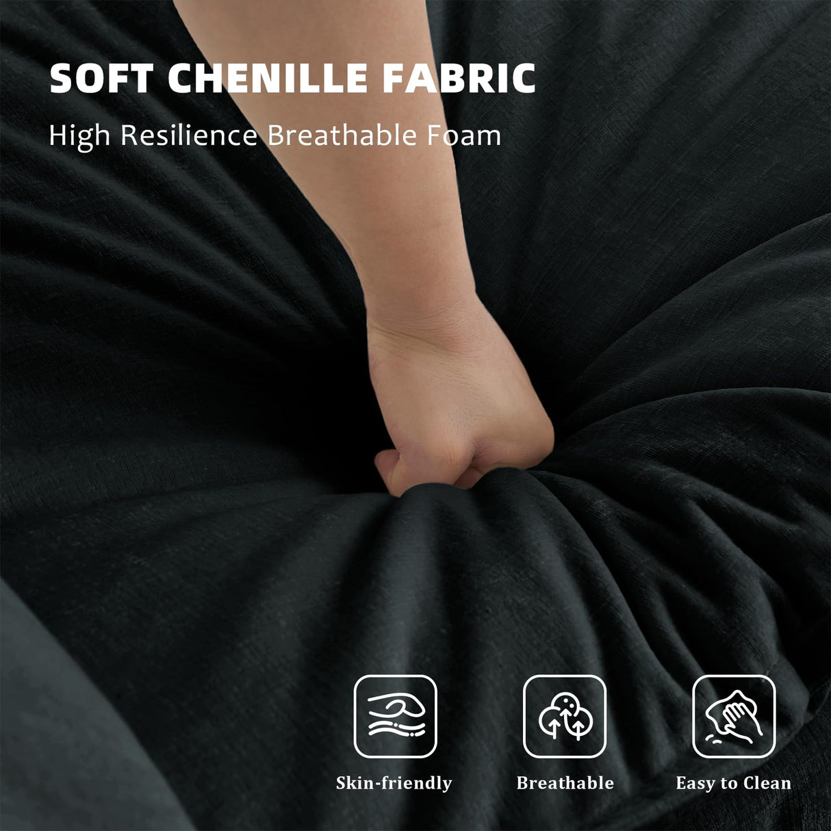 SoarTalent 76.7” Modular Sectional Sofa Convertible Couches, 2 Seater Chenille Deep Seat Cloud Couch Loveseat with Pillows for Living Room, Apartment, Office(Black) SoarTalent