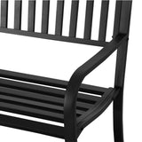 Outsunny 50" Outdoor Garden Bench, Patio Bench with Slatted Seat, Metal Porch Bench for Backyard, Poolside, Lawn, Black Outsunny