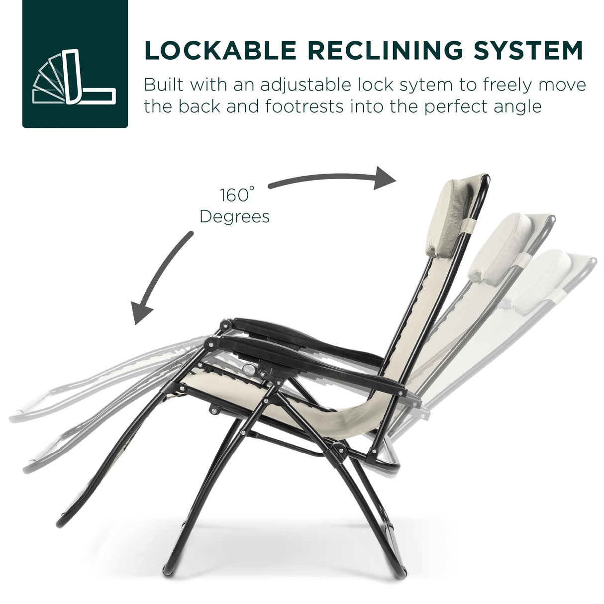 Best Choice Products Oversized Zero Gravity Chair, Folding Outdoor Patio Lounge Recliner w/Cup Holder Accessory Tray, Pillow - Ivory Best Choice Products