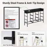 ELYKEN Black Dresser for Bedroom with LED Light & Charging Station, 9 PU Finish Fabric Drawers Dressers & Chest of Drawer with USB Outlet for for Entryway Closet Living Room Hallway ELYKEN