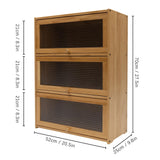 LARIDEN 3 Tiers Bamboo Storage Cabinet for Kitchen Countertop, Freestanding Pantry Cabinet with Flip-Up Door Organizer Shelf for Spice Seasoning Bottles, Plates, Cups Storage Cabinet LARIDEN