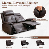 GUEAPY Loveseat Recliner Sofa with Heat and Massage – Manual Double Reclining 2-Seater Couch with Infinite Positions, Ergonomic Padded Seat, Side Pockets, for Living Room, Bedroom, Home Theater GUEAPY