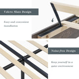 Albott Rustic Grey King Size Wood Platform Bed Frame with Slatted Headboard and No Box Spring Needed Albott