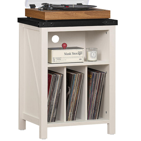 Record Player Stand with Vinyl Record Storage Holds up to 160 Albums,Large Wood Record Player Table Dispaly Shelf，White Turntable Stand Cabinet for Living Room,Bedroom,Office 8 Joaxswe