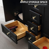 eclife 60" Bathroom Vanities with Sink Combo, Modern Thickened Wood Bathroom Storage Cabinet w/Undermount Double Sink, Matte Black Faucet Drain, Painted Surface, Black eclife