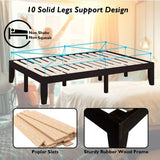 Giantex Queen Wood Platform Bed Frame, 14 Inch Solid Rubber Wood Mattress Foundation, Heavy Duty Wood Slats Support, No Box Spring Needed, Easy Assembly, Espresso Giantex