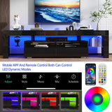 Uspeedy 63in TV Stand for 65/70 inch TV,Modern LED TV Stand for Living Room,Black TV Stand,High Gloss TV Entertainment Center with Storage Drawer,APP RGB Light,TV Console(63in Black) Uspeedy