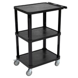 Pearington 3-Tier Compact Multi-Purpose Plastic Utility Cart with Lockable Wheels up to 300LBS, Black Pearington