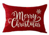 FELENIW Happy Winter Snowflakes Merry Christmas Throw Pillow Cover Cushion Case Cotton Linen Material Decorative Lumbar 12X20 inches FELENIW