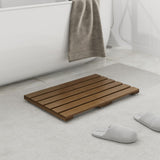 Smuxee Foldable Teak Wood Bath Mat, 19.7" x 13" Shower Mat with Non-Slip, Wooden Floor Mat for Bathroom, Pool and Sauna Smuxee