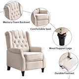 EBELLO 2 Pcs Pushback Recliner Chairs, Fabric Armchair Push Back Recliner with Rivet Decoration, Single Sofa Accent Chair for Living Room, Bedroom,Beige EBELLO