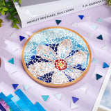 WEBEEDY DIY Mosaic Craft Kit - Flower Mosaic Bamboo Coasters for Adults, Blue Style Glass Tiles, 6.1 WEBEEDY