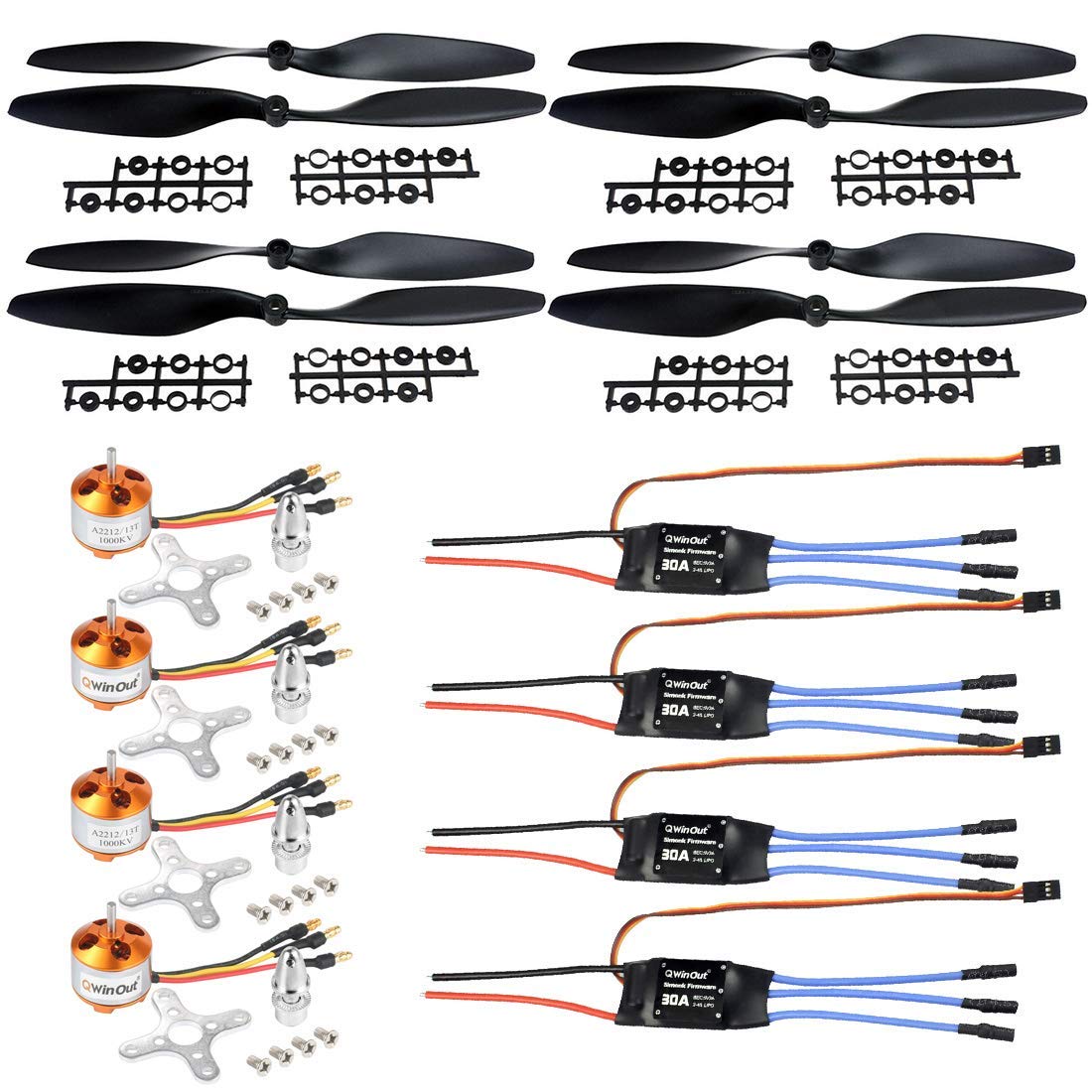 QWinOut DIY 2.4G 8CH KK V2.3 F450 Frame RC Quadcopter 4-Axle UFO Unassembly Kit RTF/ARF Drone (KK FC Version) QWinOut