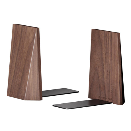 muso wood Book Ends, Handmade Wooden Bookends for Heavy Books, Creative Beveled Bookends for Shelves, Non-Skid Book Ends, Walnut-1Pair muso wood