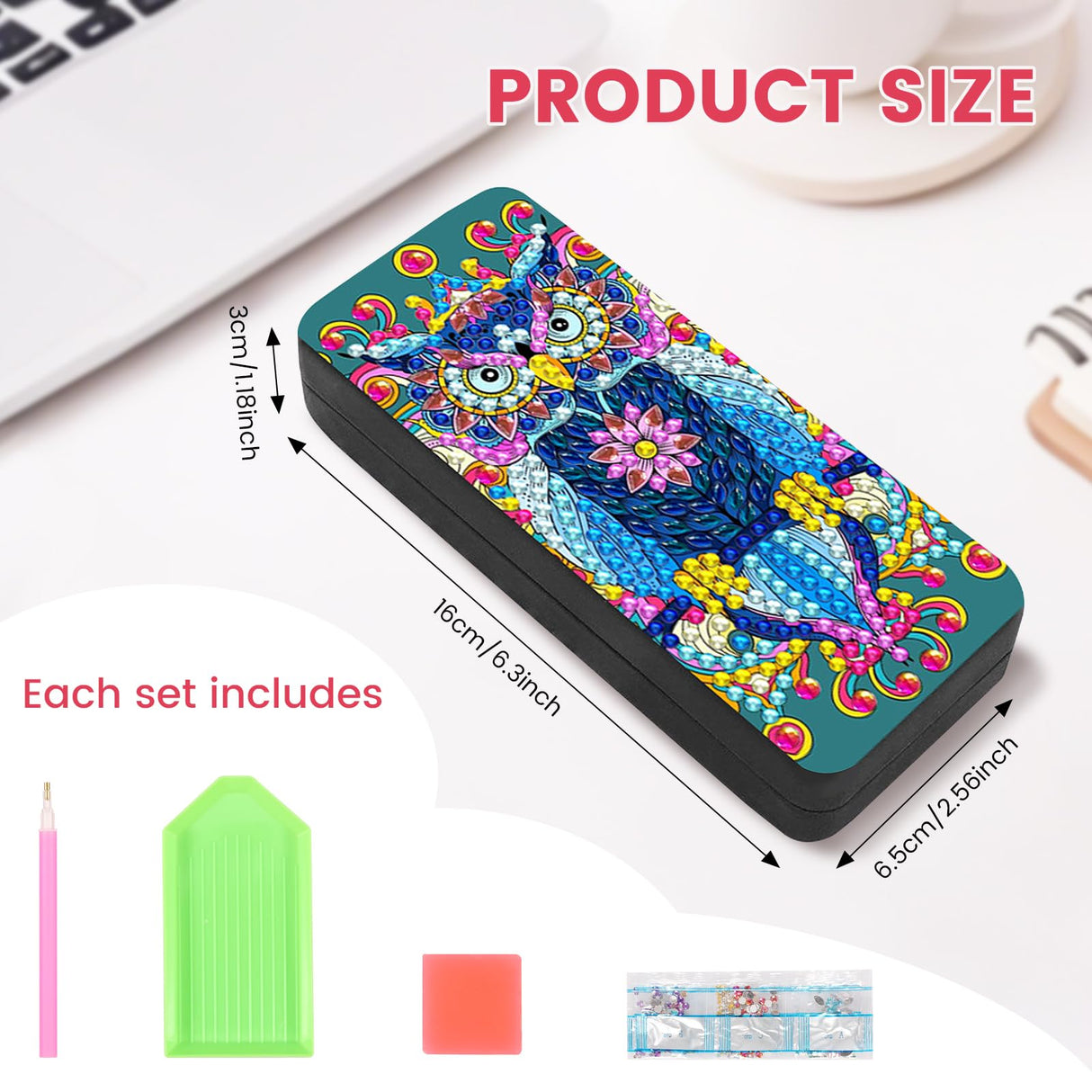 Tcwhniev 4Pcs PU Leather Diamond Art Kits Eyeglass Case, Unique DIY Diamond Sunglasses Case with Soft Lining, Gem Art Paint by Diamonds Dots for Beginner Craft Lover Women Tcwhniev