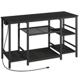 MAHANCRIS 55-75 Gallon Fish Tank Stand with Power Outlet, 3-Tier Metal Frame Aquarium Stand, Heavy Duty Reptile Terrarium Tank Stand, 52.0" L x 19.7" W x 29.9" H, 800 LBS Capacity, Black FTBK55E01 MAHANCRIS