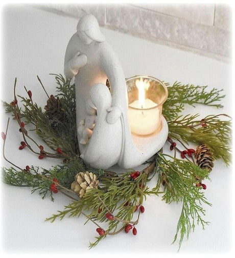 Loving Memories Small Wreath Mini Wreath Realistic Cedar with Pine Cones 12 Inch Indoor Candle Ring Loving Memories