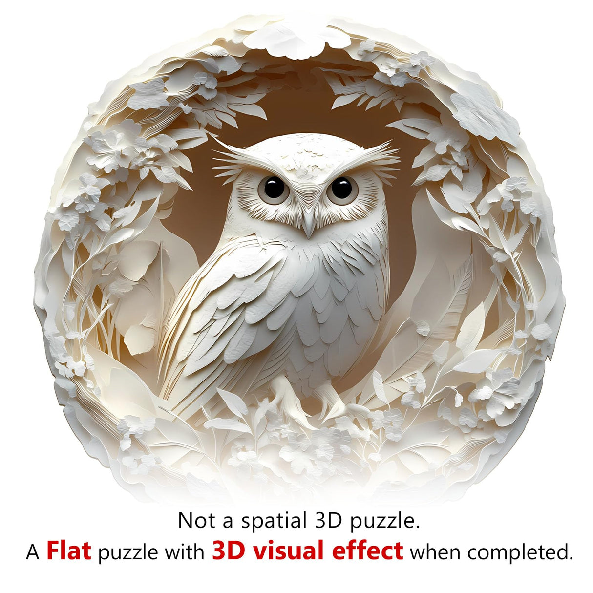 KAAYEE Wooden Puzzles for Adults, 3D Vision Effect Owl Wooden Jigsaw Puzzles, 200pcs Unique Shape Animal Wood Puzzle Adult, 3D Effect Flat Puzzle Birthday Gifts Family Game (M-11.4 * 11.2in) KAAYEE