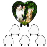 Beclumas 6 Pack 5.7" X5.7" Sublimation Slate Blanks,Heart Heat Thermal Transfer Stone Slate Picture Frame Plaque with Display Stand for Desktop Souvenir DIY Personalized Custom Gift Design Beclumas