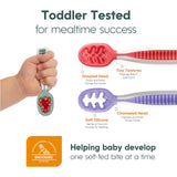 NumNum Baby Spoons Set, Pre-Spoon GOOtensils for Kids Aged 6+ Months - First Stage, Baby Led Weaning (BLW) Spoon - Self Feeding, Silicone Toddler Food Utensils - 2 Spoons, Olive/Navy NumNum