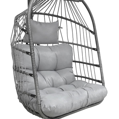 Enipate Outdoor Hanging Egg Chair Cushion, Water-Resistant Tufted Swing Basket Chairs Cushion Pads with Headrest Pillow Enipate