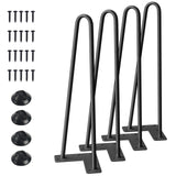 SMARTSTANDARD 16" Hairpin Furniture Legs, Metal Home DIY Projects for Nightstand, Coffee Table, Desk, etc with Rubber Floor Protectors Black 4PCS SMARTSTANDARD