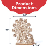 Prextex Ferris Wheel 3D Puzzle Wooden - 115 Precision Pieces Sturdy Wood - No Glue Needed for Assembly - Fun & Educational for Ages 8+ - Ideal for Hobbyists, Collectors, Decor, & Gifts PREXTEX