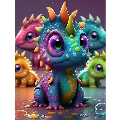 Dinosaur Diamond Painting Kits for Adults Beginners - Cartoon 5D Full Drill Round Diamond Art Kits Anime Dargon Diamond Dots Paintings with Diamonds Gem Art Picture Crafts Home Decor 8x12 inch CoHraeu