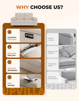 Upvilla 71.25" Modern Sofa Couch for Living Room, Deep Seat Sofas with 8”Cushion, Comfy 2-Seater Chenille Loveseat with Convertible Armrest, Removable Sofa Cover, High Leg (Beige) Upvilla