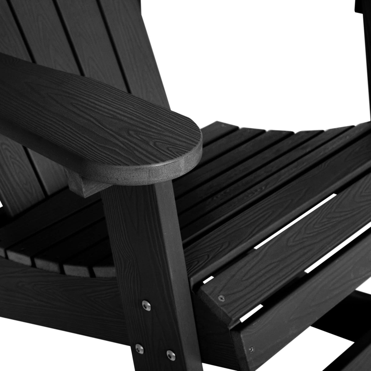 Flash Furniture Savannah Poly Resin Wood Adirondack Rocking Chair - All Weather Black Polystyrene - Stainless Steel Hardware - Set of 2 Flash Furniture