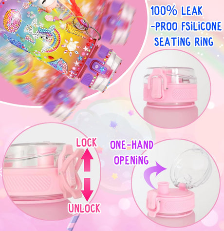 Sanilinwild Gifts for Girls Age 4-12-Decorate Your Own Water Bottle - DIY Friendship Bracelet,Christmas/Easter/Birthday Gift Ideas,Fun Arts and Crafts Gifts Toys for Girls(((Rainbow Unicorn) Sanilinwild