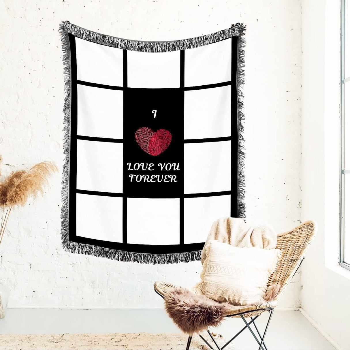 Yunhuy Sublimation Blanks Throw Blanket 1/9/15/20 Printable Panels,Super Soft 330GSM Flannel Plush Sublimation Custom Personalised Photo Blanket (I Love You 10 Panels, 50'' x 40'') Yunhuy